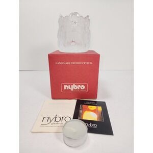 Vintage Nybro Crystal Glass Angels Candle Holder Hand Made in Sweden Scandinavia